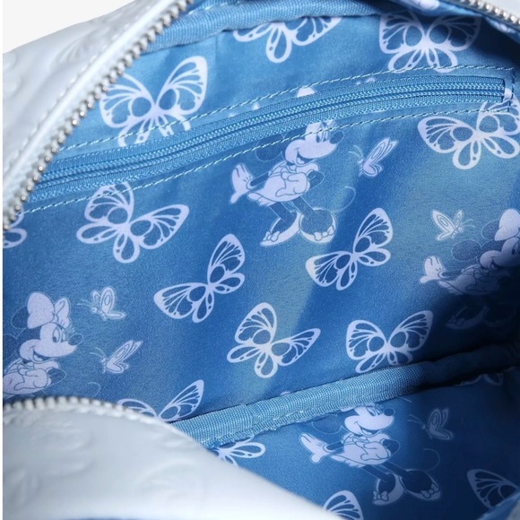 Loungefly Disney Minnie Mouse Blue Butterfly Crossbody Bag. - Picture 4 of 5